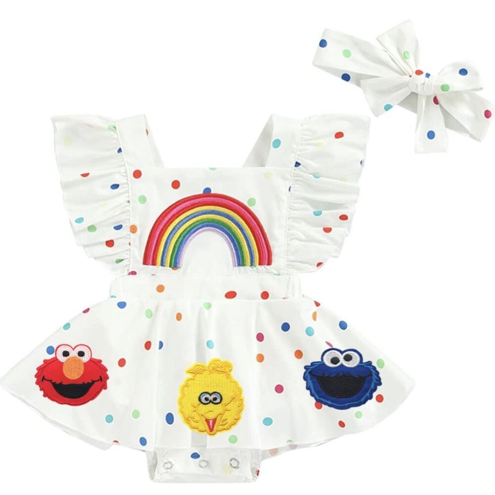 sesame street birthday dress Boutique | One Pieces | Elmo Smash Outfit Cookie Monster Clothes Romper SIZE:US 12 Colour:Floral first birthday photoshoot Skyraze Women's Modest Light